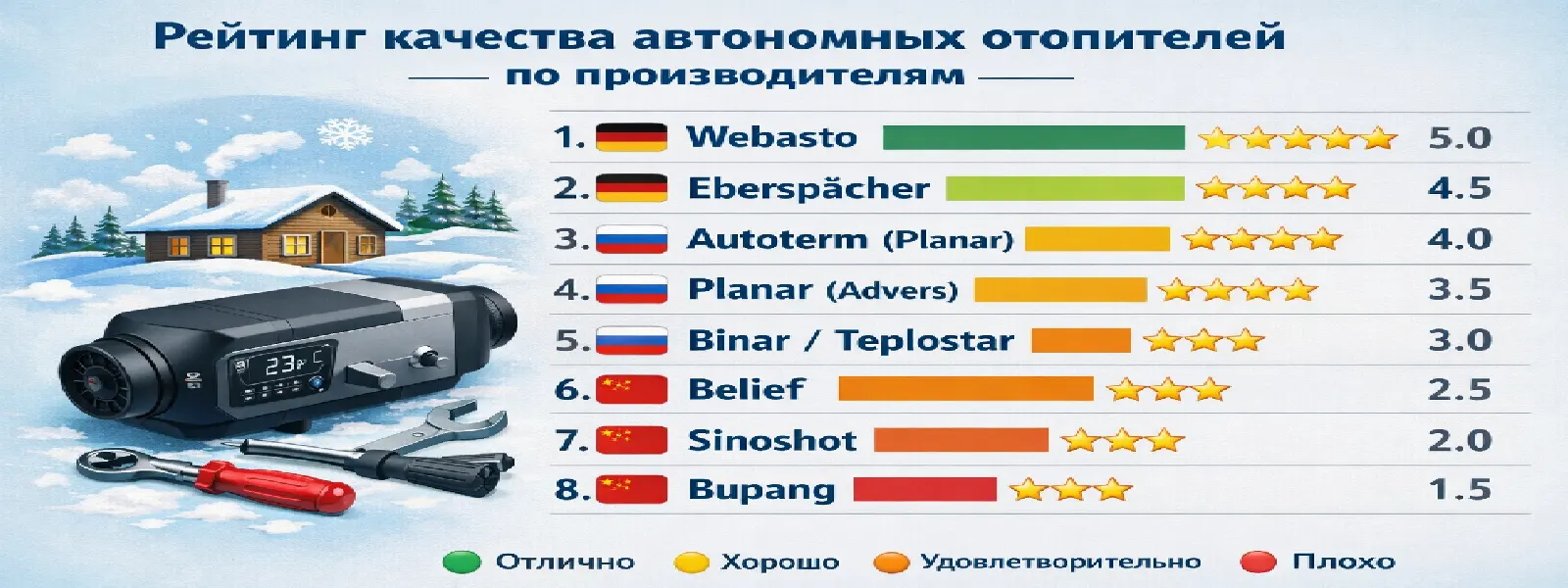 Сравнение автономных отопителей разных производителей